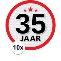 10x 35 Jaar leeftijd stickers rond verjaardag versiering   - - thumbnail