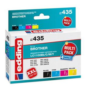 Edding Inktcartridge vervangt Brother LC-1100BK, LC-1100C, LC-1100M, LC-1100Y Compatibel Combipack Zwart, Cyaan, Magenta, Geel EDD-435 18-435