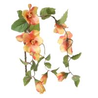 Louis Maes kunstbloemen - Hibiscus - oranje - hangende tak vanA 165 cm - Hawaii/zomer thema - Kunstbloemen - thumbnail