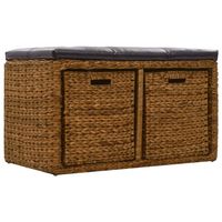 The Living Store Bank Zeegras met Manden - 71 x 40 x 42 cm - Rustiek en Natuurlijk