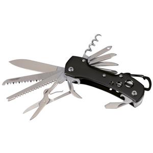 Multitool zakmes met 12 functies - RVS metaal - zwart - Voordelige handige zakmessen - 10 cm