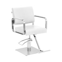 Kappersstoel met voetensteun - 50 - 66 cm - 200 kg - wit/zilver
