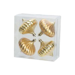 Cosy & Trendy Kerstballen - 4 stuks - goud - tol - 10 cm - kunststof