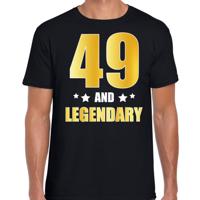 49 and legendary verjaardag cadeau t-shirt - zwart - gouden letters - heren - 49 jaar geworden