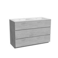 Storke Edge staand badmeubel 120 x 52 cm beton donkergrijs met Mata dubbele wastafel in solid surface mat wit - thumbnail