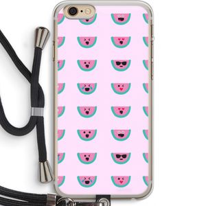 Smiley watermeloenprint: iPhone 6 PLUS / 6S PLUS Transparant Hoesje met koord