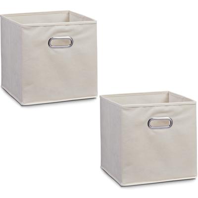Zeller kastmanden - 4x - Beige - vierkant - 32 x 32 cm - opbergmand - vakkenkast opbergers