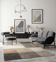 Vloerkleed Thales, modern, laagpolig, voor woonkamer, slaapkamer, contour, geometrische patronen, geruit, beige-120 x 160 cm