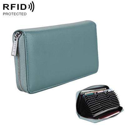 Antimagnetic RFID Large Capacity Long Style Genuine Leather Passport Package / Multifunctional and Many Card Slots Card Package(Green)