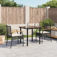 3-delige Tuinset met kussens poly rattan zwart