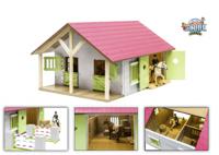 Kids Globe paardenstal roze met 2 boxen en berging, 1:24