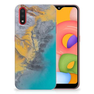 Samsung Galaxy A01 | TPU | Siliconen hoesje | Marble Blue Gold