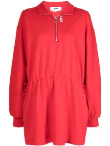 MSGM robe courte à col montant zippé - Rouge