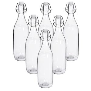 Beugelfles/weckfles set van 24x - transparant - 1 liter - 32 cm - karaf - waterfles met beugeldop