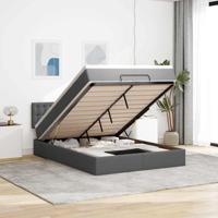 Bed met matras 140x190 cm stof donkergrijs