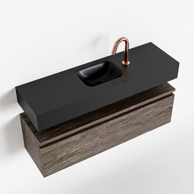 Toiletmeubel Mondiaz Andor | 100 cm | Meubelkleur Dark brown | Lex vrijhangend wastafel Urban Midden | 1 kraangat