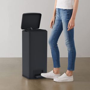 VidaXL Pedaalemmer met anti-vingerafdruk 30 l rvs zwart