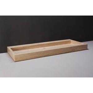 Forzalaqua Palermo wastafel 120.5x51.5x9cm Rechthoek 1 kraangat Natuursteen Travertin gezoet 100216