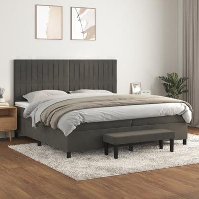 Boxspring met matras fluweel donkergrijs 200x200 cm