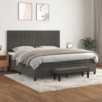 Boxspring met matras fluweel donkergrijs 200x200 cm