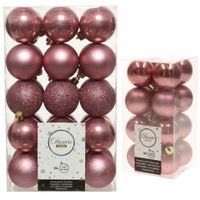 Kerstversiering kunststof kerstballen oud roze 4-6 cm pakket van 46x stuks