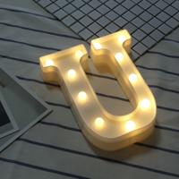 Alfabet U Engelse letter vorm decoratieve licht droge batterij aangedreven warm wit staande opknoping LED vakantie licht