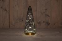 B.O.T. Tree Glass 13X28,5 cm Grey With Golden Base 10Led - Annas collection