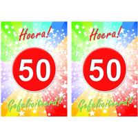 Verjaardag deurposter - 2x - 50 jaar - abraham/sarah - 59 x 42 cm - leeftijd feestartikelen