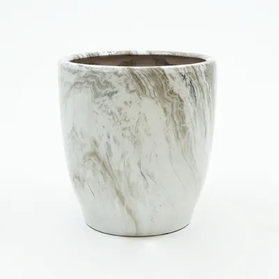 Bloempot egg hoog emperor marmerlook d39h42 grijs binnen