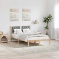 Bedframe met hoofdeinde Lichtgrijs 135 x 190 cm Stof Bedframe met hoofdeinde Lichtgrijs 135 x 190 cm Stof