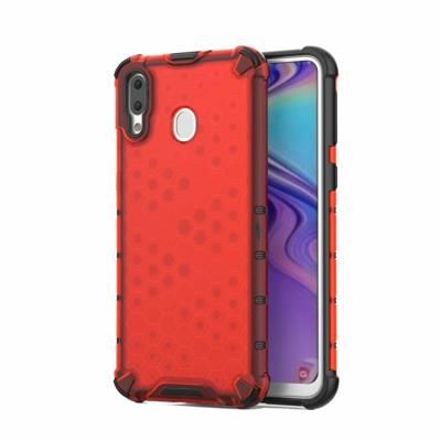 Honingraat schokbestendig PC + TPU Case voor Galaxy M20 (rood)