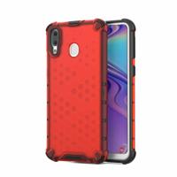 Honingraat schokbestendig PC + TPU Case voor Galaxy M20 (rood)