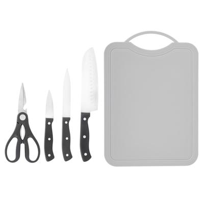Keukenset 5delig - keukengerei - messenset - snijplank - kunststof - grijs