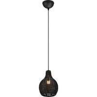 LED Hanglamp - Hangverlichting - Trion Sparko - E14 Fitting - 1-lichts - Rond - Zwart - Hout