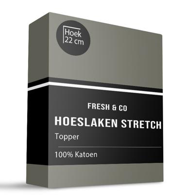 Topper Hoeslaken - Katoen Jersey Stretch - Truffel - 180x200 cm - Groen - Fresh and Co - Dekbed-Discounter.nl
