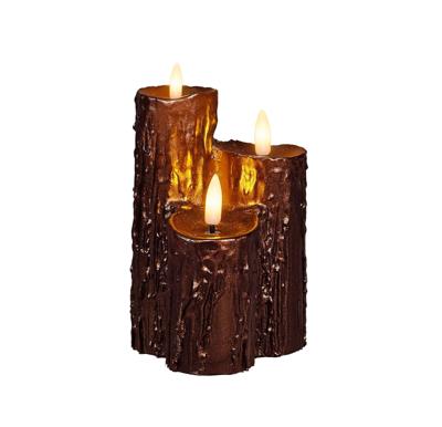 Druipkaars 3x3d vlam 16,5x11 cm brons - Annas collection