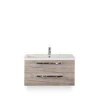 Seville Badmeubelset 100 cm - Craft Oak - Wastafel Djazz 1 kraangat