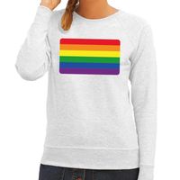 Gay pride regenboog vlag sweater grijs voor dames - thumbnail