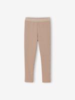 Gevoerde meisjes legging van fleece met een print van glinsterende sterren mokka