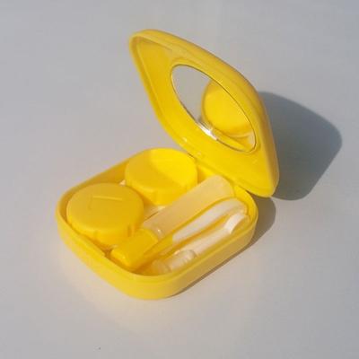 5 STKS/set mini vierkant plastic contact lens geval met spiegel (geel)