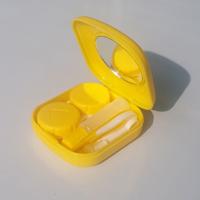 5 STKS/set mini vierkant plastic contact lens geval met spiegel (geel)