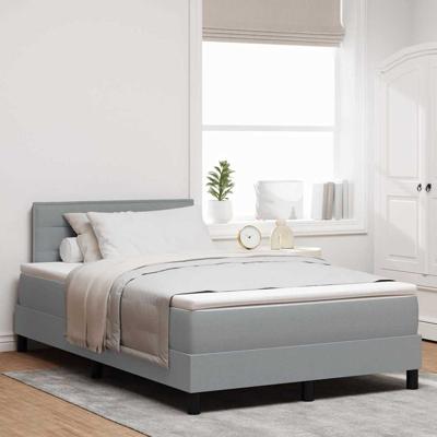 Boxspring Bed met Matras & LED Licht Grijs 120x190 cm Stof