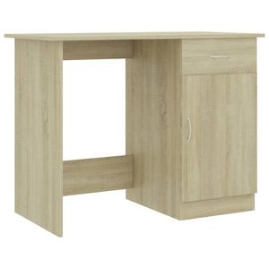 The Living Store Bureau Strak en Modern - Bureau - 100x50x76 cm - Sonoma Eiken - Met lade en deur