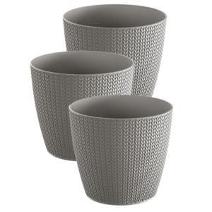 Plantenpot voor buiten - Set van 3x stuks - steengrijs - kunststof - D26 x H23 cm - Stijlvol