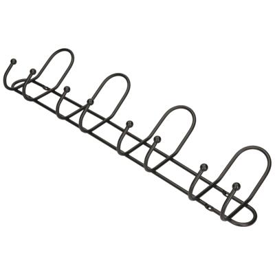 Wandkapstok - zwart - 8-haaks - aluminium metaal - 13 x 53,5 cm