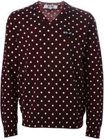 Comme Des Garçons Play pull à col v à pois - Marron