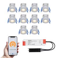 Set van 10 Milano Smart LED Mini Inbouwspots - Veranda spots - 12V 3W 200lm - Dimbaar - Wifi & Bluetooth - 2700K - IP65 waterdicht - RVS