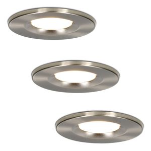 Set van 3 stuks Dimbare LED inbouwspot RVS Venezia 6 Watt 2700K IP65