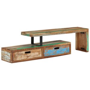 The Living Store TV-meubel Antieke Stijl - Hout - 112x30x40/112x30x20 cm - Massief gerecycled hout