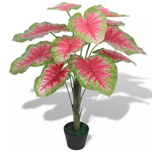 VidaXL Kunstplant caladium met pot 85 cm groen en rood
